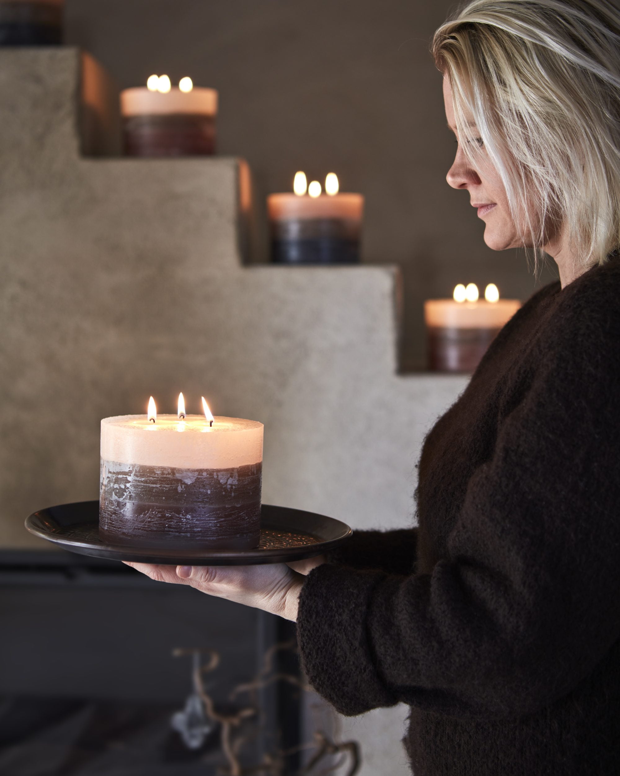 Bloklys med 3 væger- Brændetid 100 timer  <br> Affari of Sweden