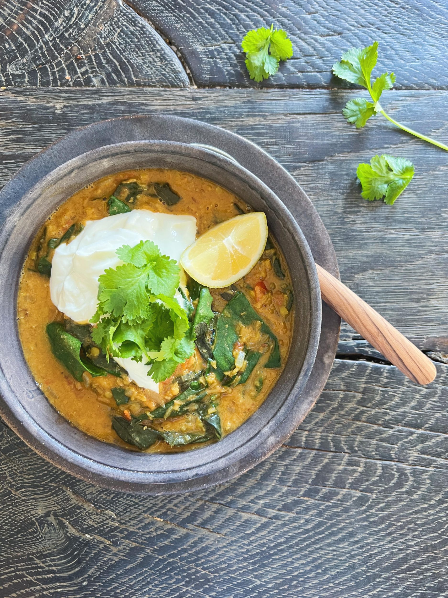 Indisk linseret med spinat