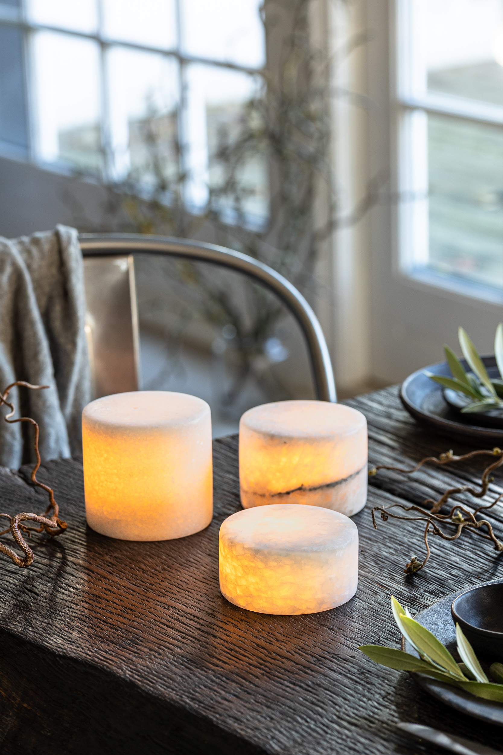 Hvide marmorlys – mat finish | White Silk Collection | 3 størrelser