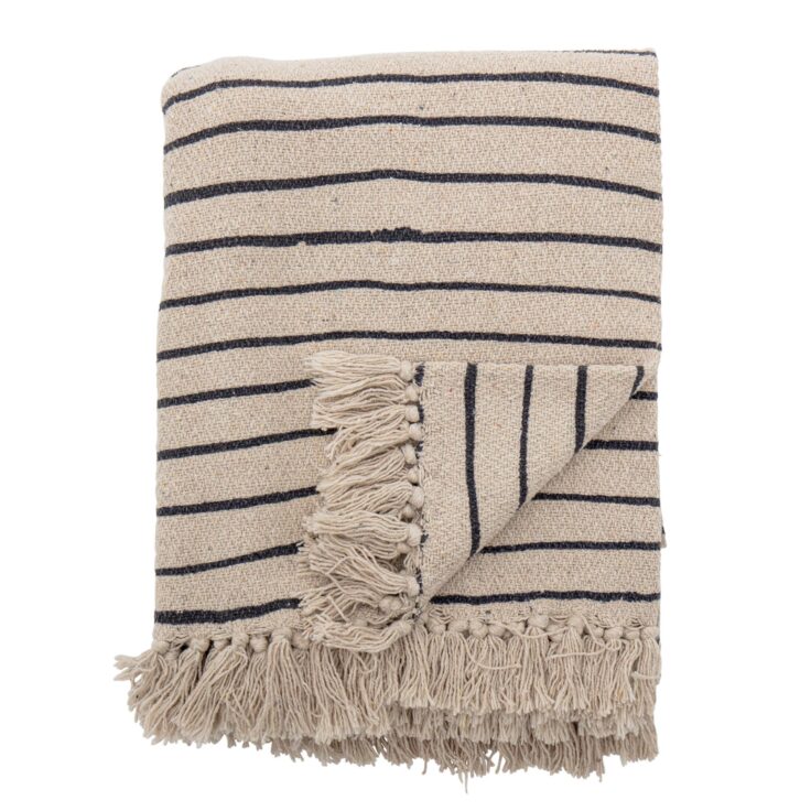 Bloomingville Eia plaid i natur med sorte striber